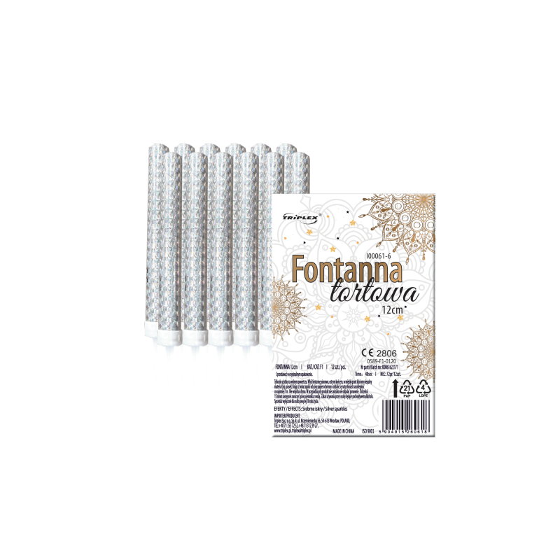 Holografické fontány na torty, 12 kusov, 12 cm